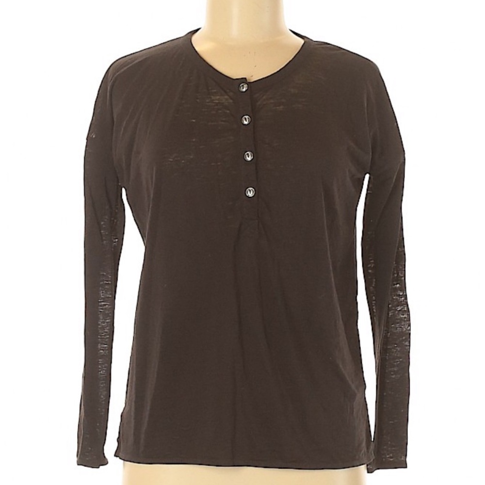 {Chaser} Gray Henley Long Sleeve Top